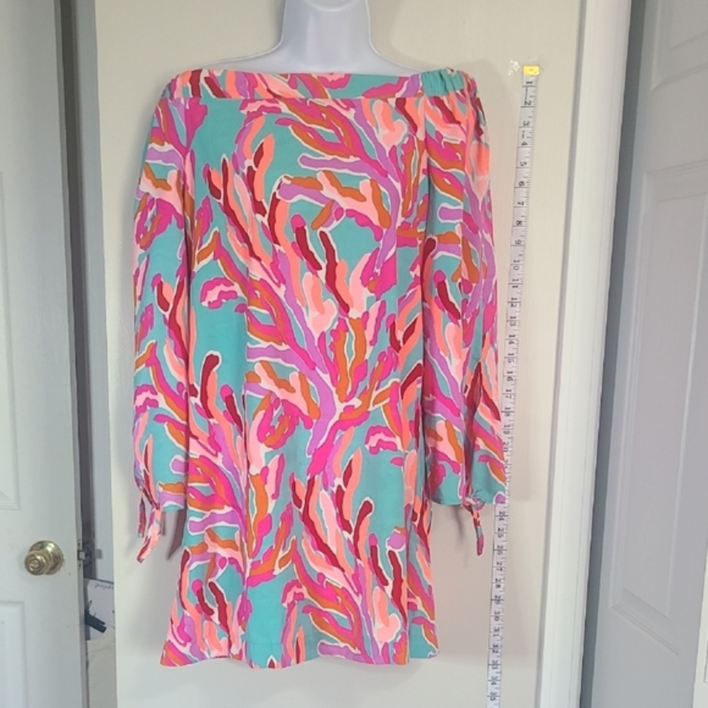 Off Shoulder Colorful Abstract Print Women's Dress- Size M'‎ BY SOUTHERN FROCK